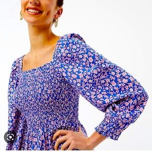 Jcrew Factory smocked floral dress, midi length